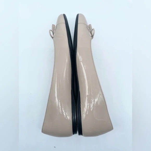 Prada Nude Patent leather silver logo embellished bowtie ballerina flats EU 41 - Picture 8 of 10